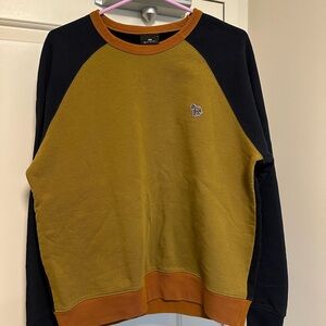 Paul Smith Olive Green and Black Colorblock Crewneck Sweater